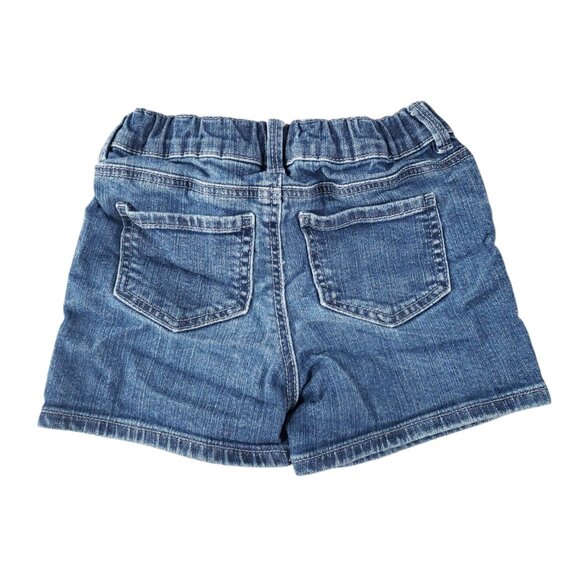 OshKosh Girl's Medium Wash Denim Shorts with Embroidered Flowers 4T - Picture 2 of 4